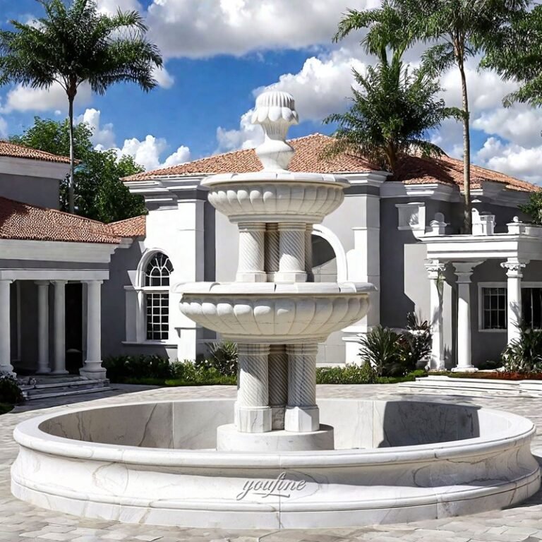 modern column marble tiered fountain