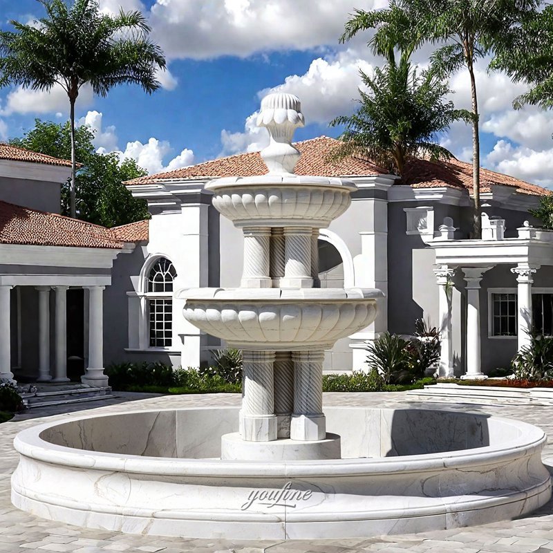 modern column marble tiered fountain