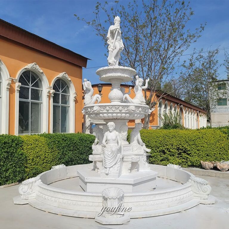three layer large marble poseidon water fountain factory photo
