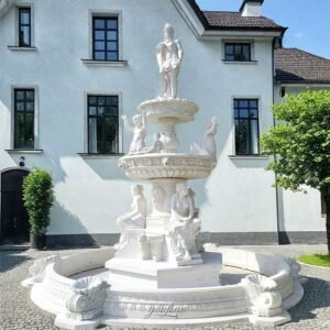 outdoor three layer marble poseidon water fountain for yard decor
