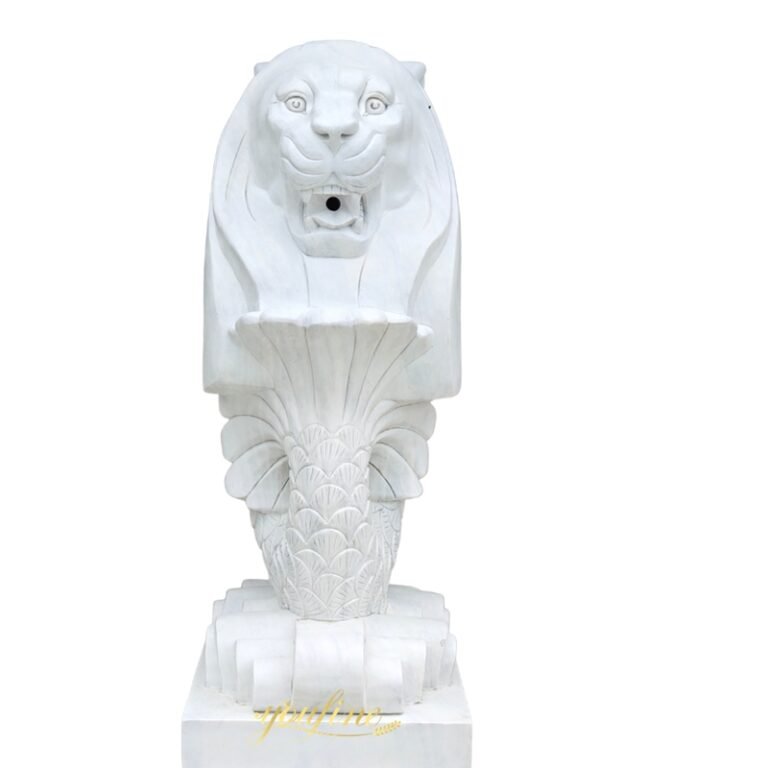 large white marble merlion water fountain replica
