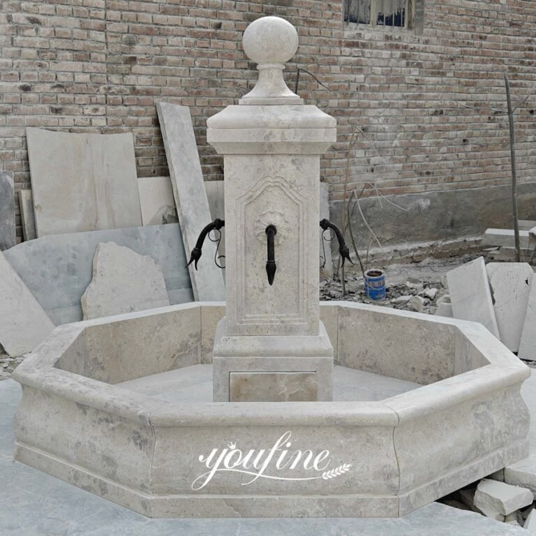 Aged French Countryside Travertine Water Fountains