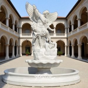 catholic hand carved st michael angel statue fountain for yard decor