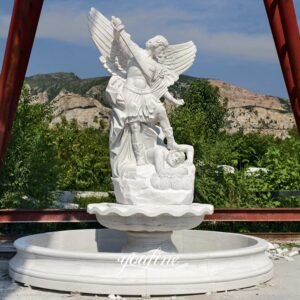 hand carved catholic marble st michael angel statue fountain