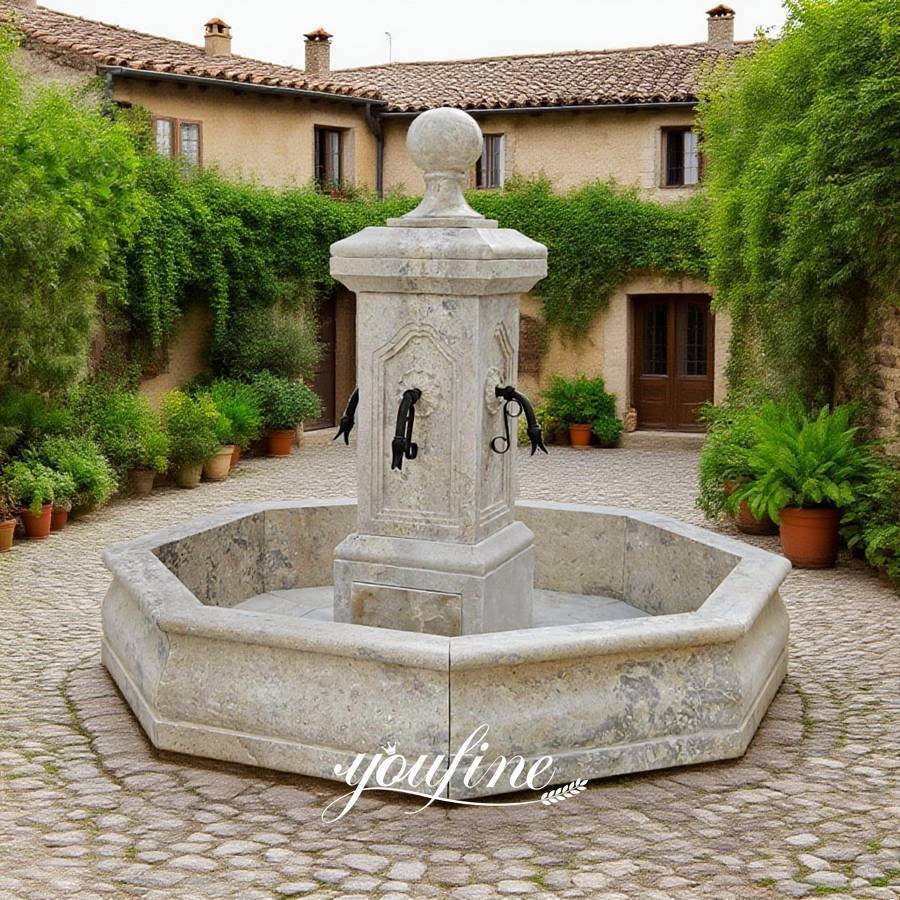 french countryside travertine water fountains for yard decor