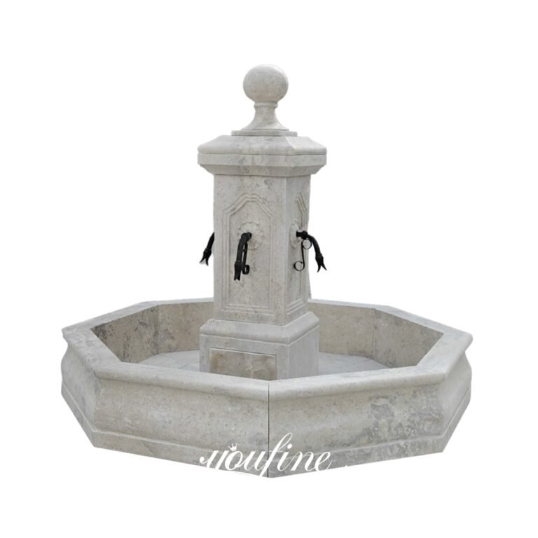 french beige vintage travertine water fountain
