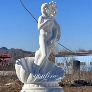 white large marble birth of venus water fountain detail