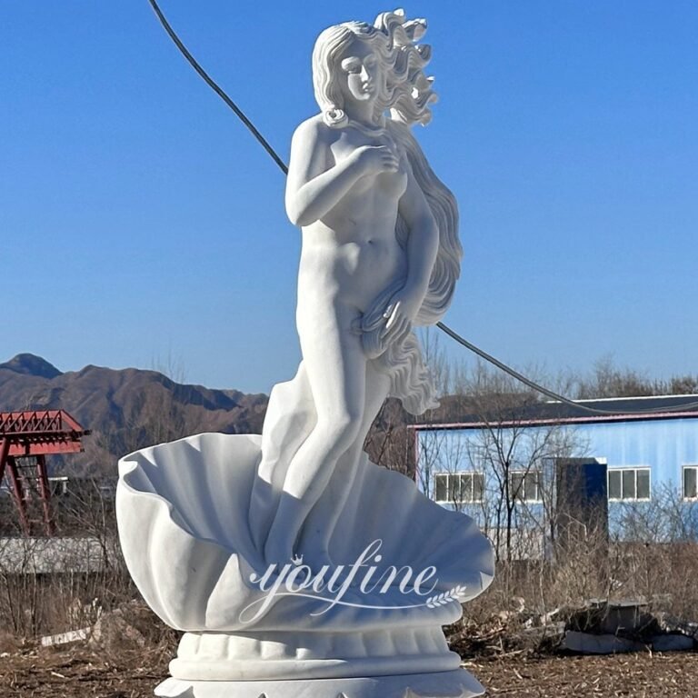 white large marble birth of venus water fountain detail