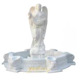 hand carved marble holding flowers angel fountain for garden