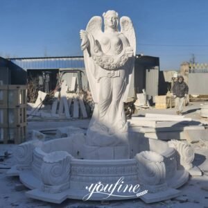 lifelike marble holding flowers angel garden fountain
