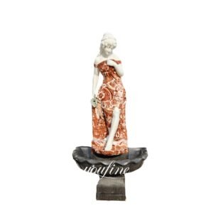 high quality victorian natural red fountain with lady statue