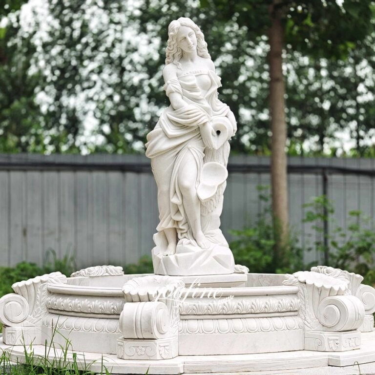 Large White Carved Greek Goddess Aphrodite Water Fountain