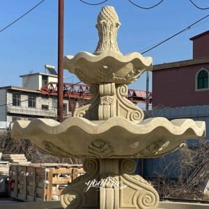 high quality yellow sandstone 3 tier pineapple water fountain top detail
