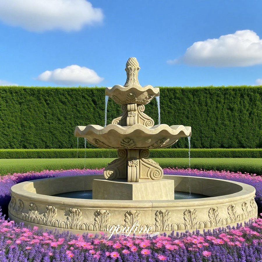 yellow sandstone 3 tier pineapple water fountain for garden decor