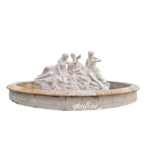 large beautiful marble greek statue fountain with females and cherubs