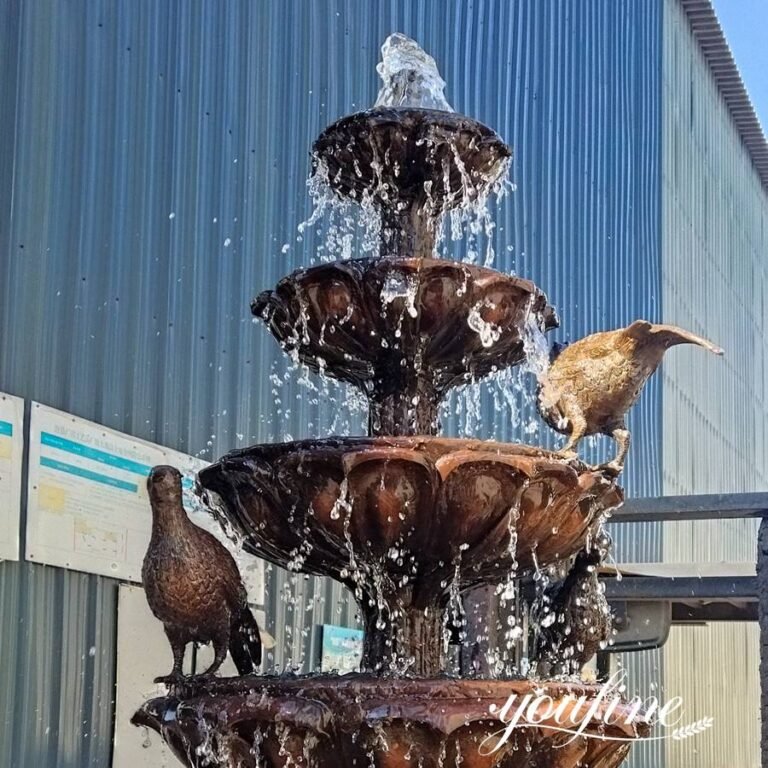 cast bronze bird bath fountain detail