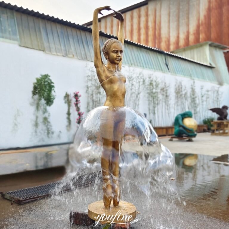 cast golden bronze young ballerina water fountain