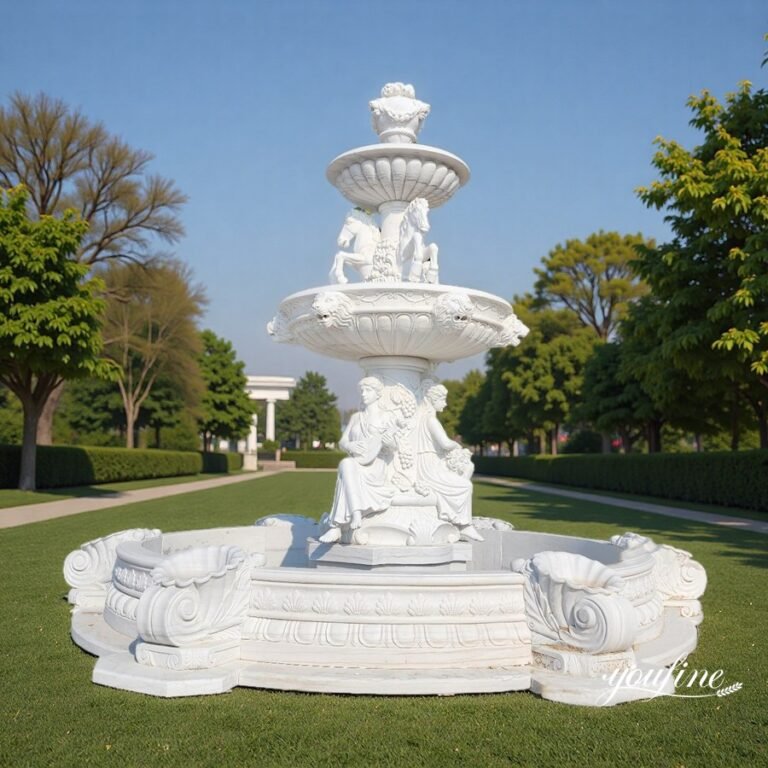 greek marble seated women fountain for garden decor