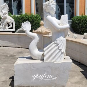white large marble place de la concorde fountain replica mermaid detail