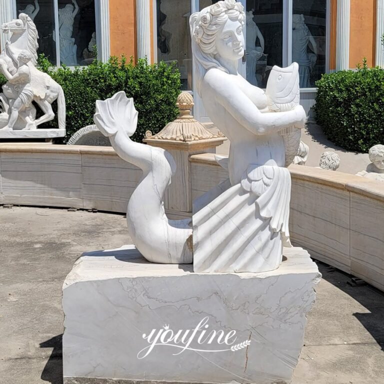 white large marble place de la concorde fountain replica mermaid detail