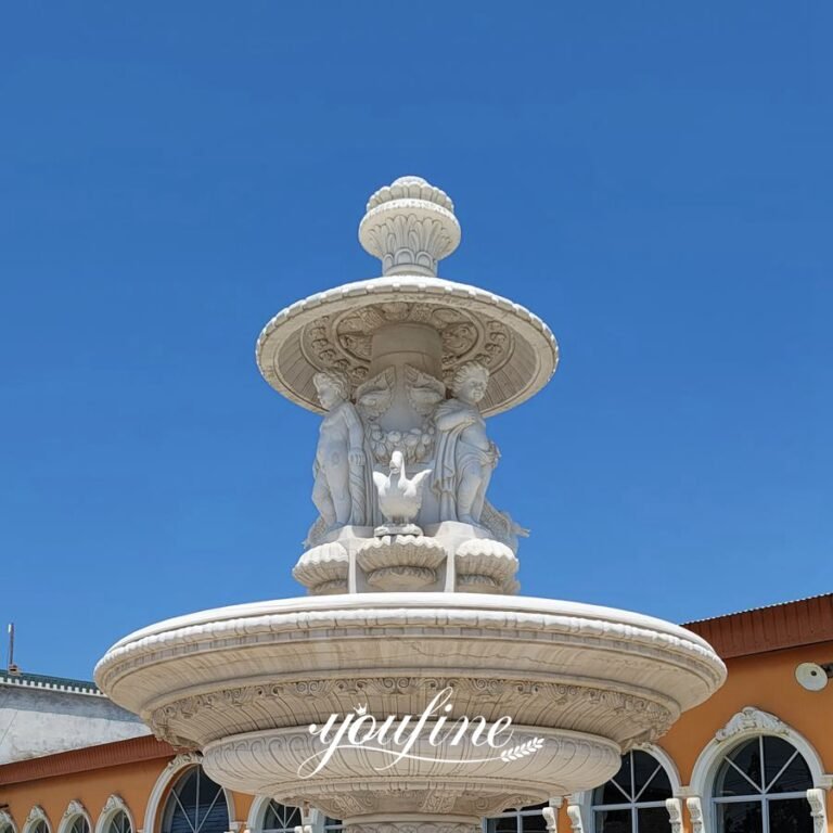 large white marble place de la concorde fountain replica top detail
