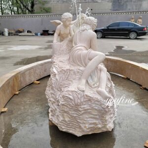 carved marble greek statue fountain side view