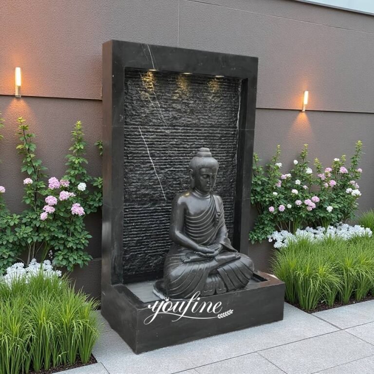 natural black marble buddha wall fountain for garden decor