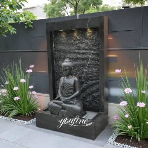 natural black marble buddha wall fountain for yard decor