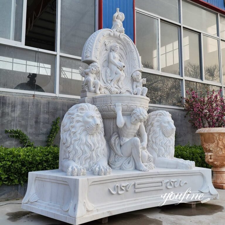 stunning marble greek wall fountain right side view