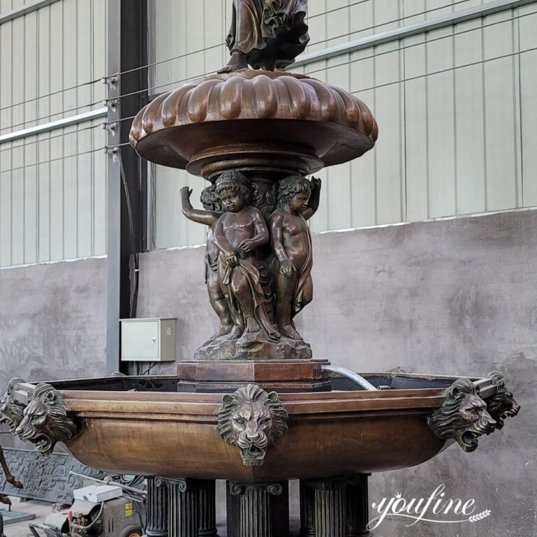 antique bronze bethesda angel of the waters statue fountain detail