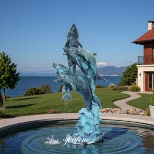custom cast five bronze dolphin statue fountain for garden pool decor
