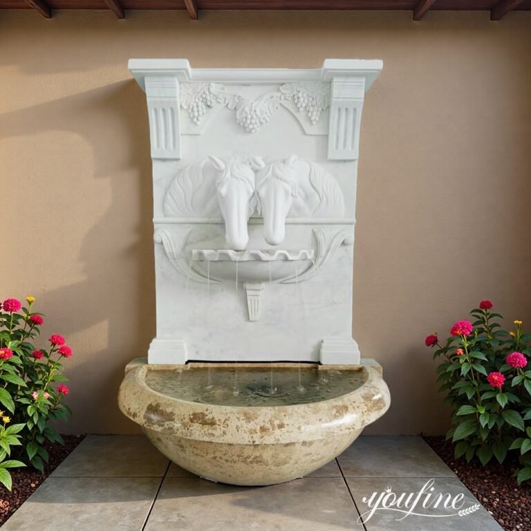 white marble horse drinking wall fountain for sale