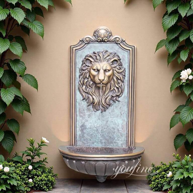 free standing bronze lion head wall fountain for sale