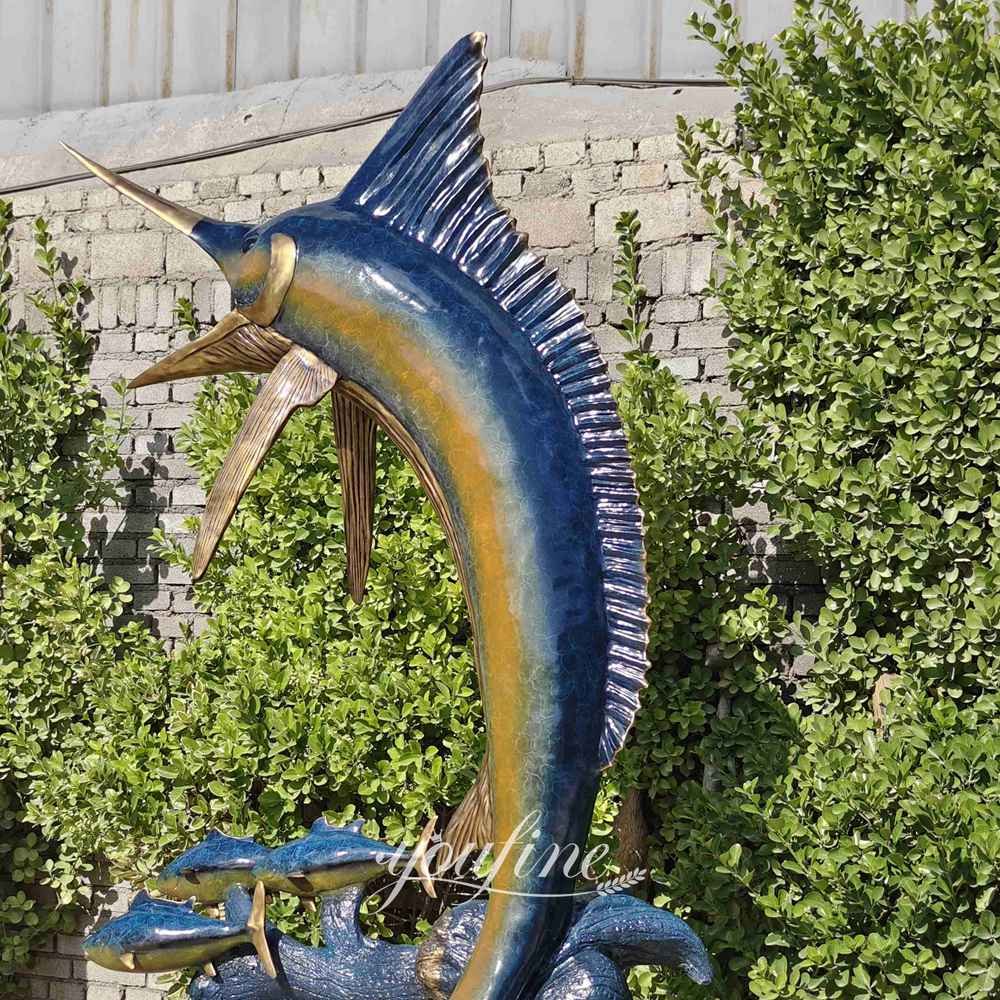 bronze blue marlin sculpture fish fountain detail bronze blue marlin sculpture fish fountain detail