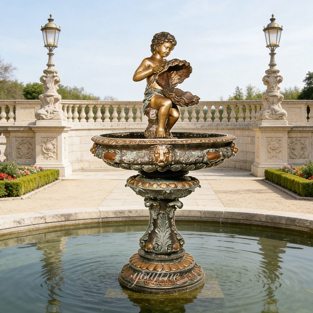 bronze cherub holding shell fountain for sale bronze cherub holding shell fountain