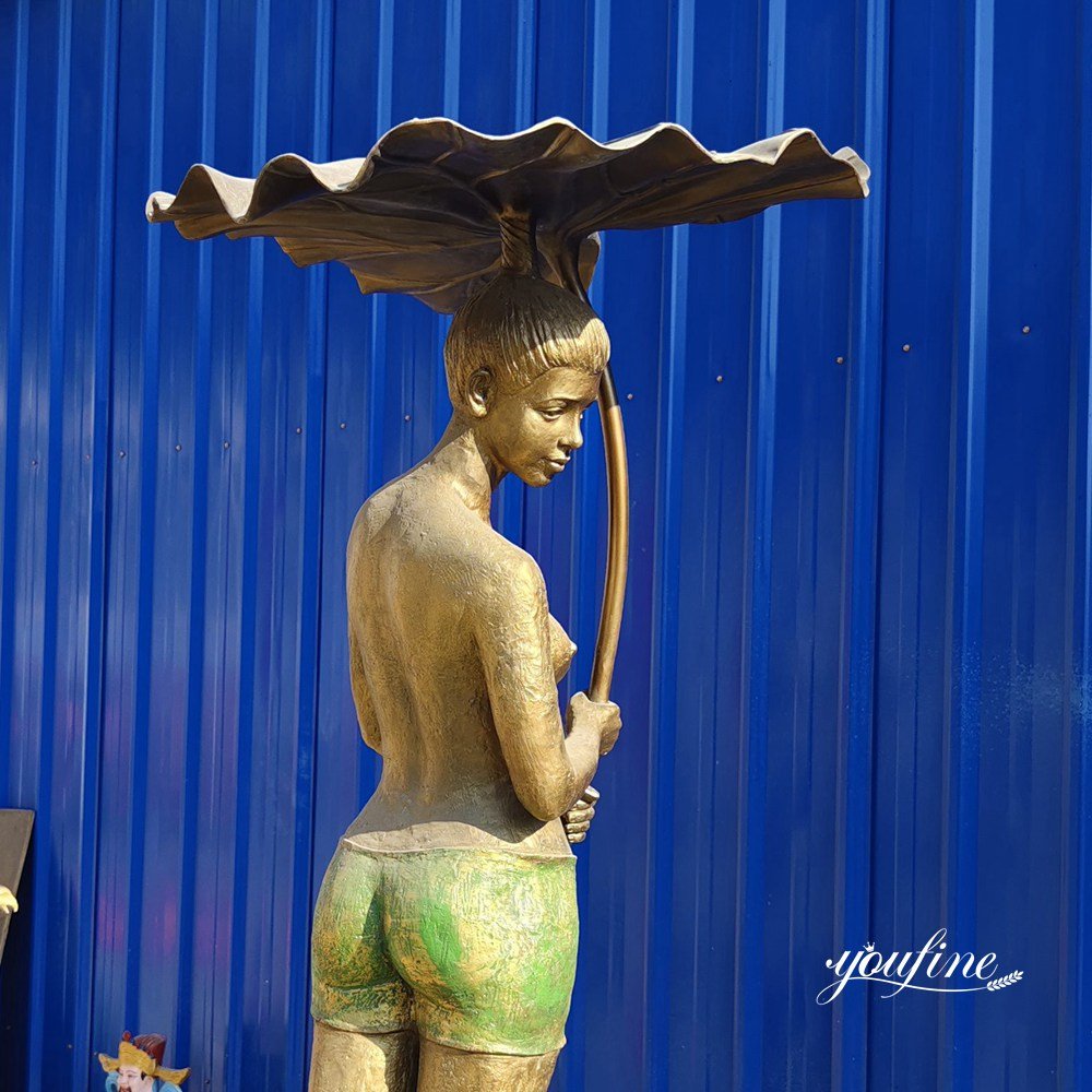 bronze lotus leaf with lady figure fountain detail bronze lotus leaf with lady figure fountain detail