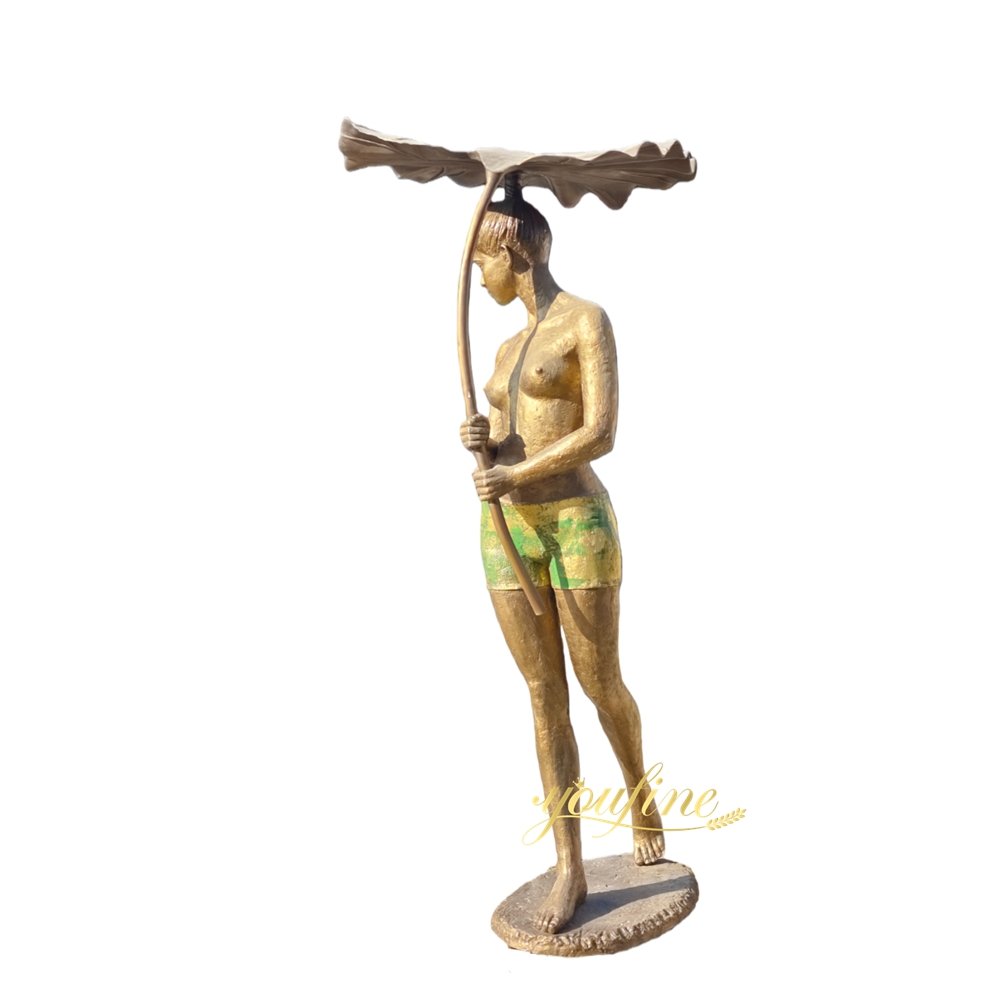 bronze lotus leaf with lady figure fountain for sale bronze lotus leaf with lady figure fountain for sale