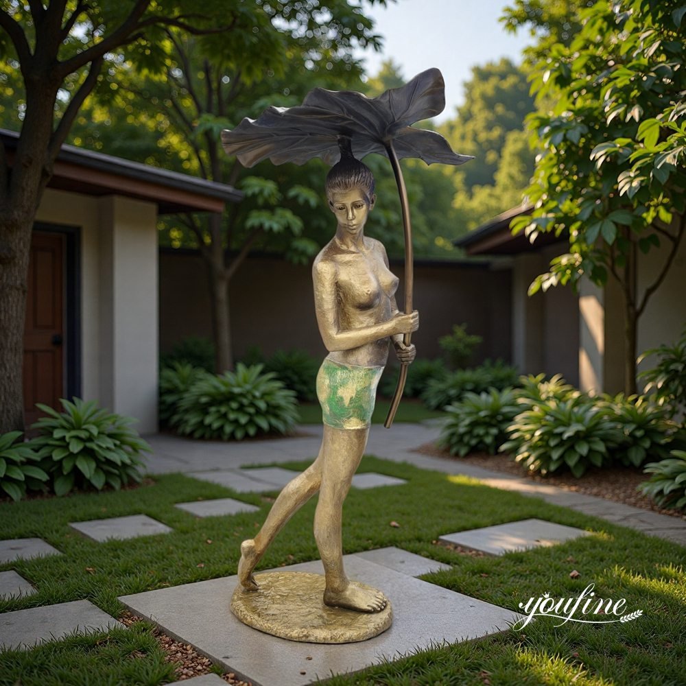 cast bronze lotus leaf with lady figure fountain cast bronze lotus leaf with lady figure fountain