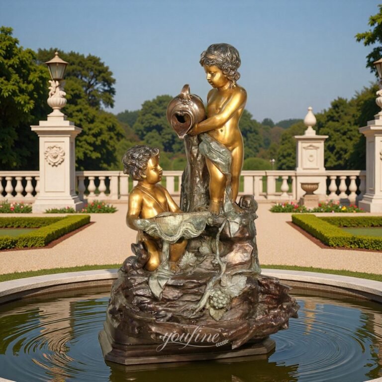 holding jar lovely bronze cherub fountain