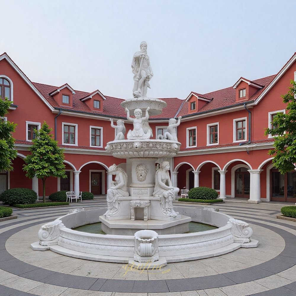 large marble poseidon water fountain