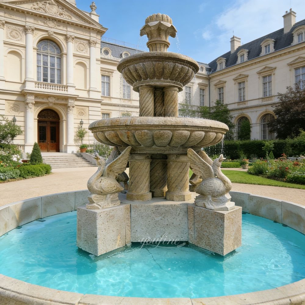 european style beige marble swan tiered fountain for yard decor european style beige marble swan tiered fountain for yard decor