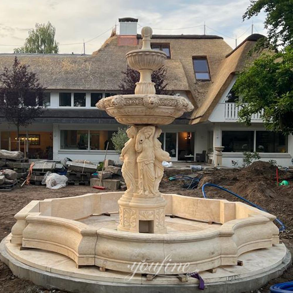 german beige marble female sculpture fountain feedback