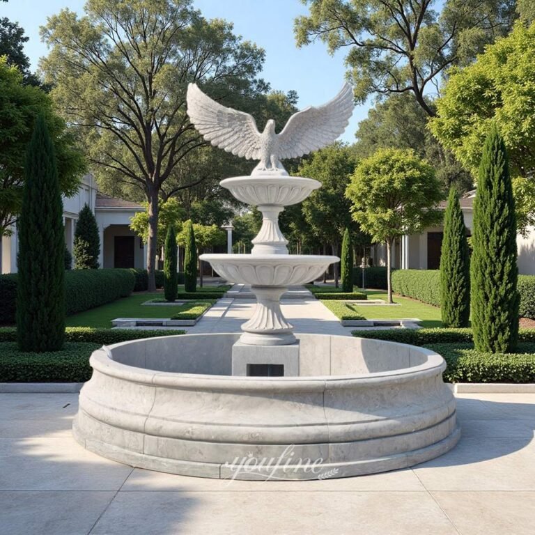 gray marble eagle water fountain for outdoor decor