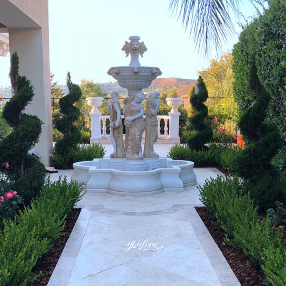 british courtyard marble female statue fountain feedback