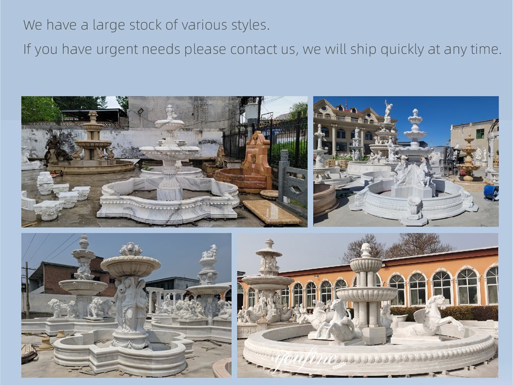 large stock of marble fountains