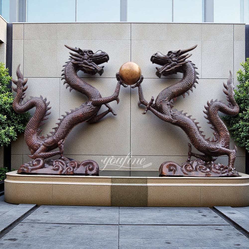 bronze large two dragons playing with pearl fountain for park decor bronze large two dragons playing with pearl fountain for park decor