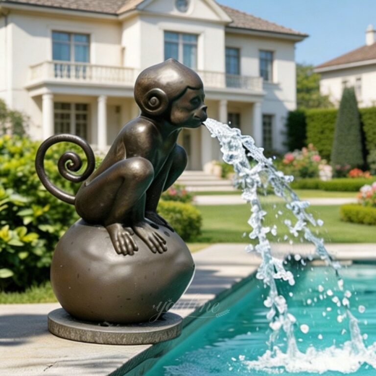 cute bronze monkey statue water fountain for pool