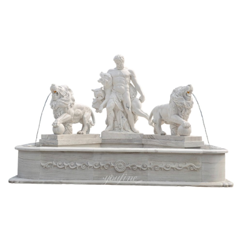 large marble hercules fountain with lion for sale large marble hercules fountain with lion for sale