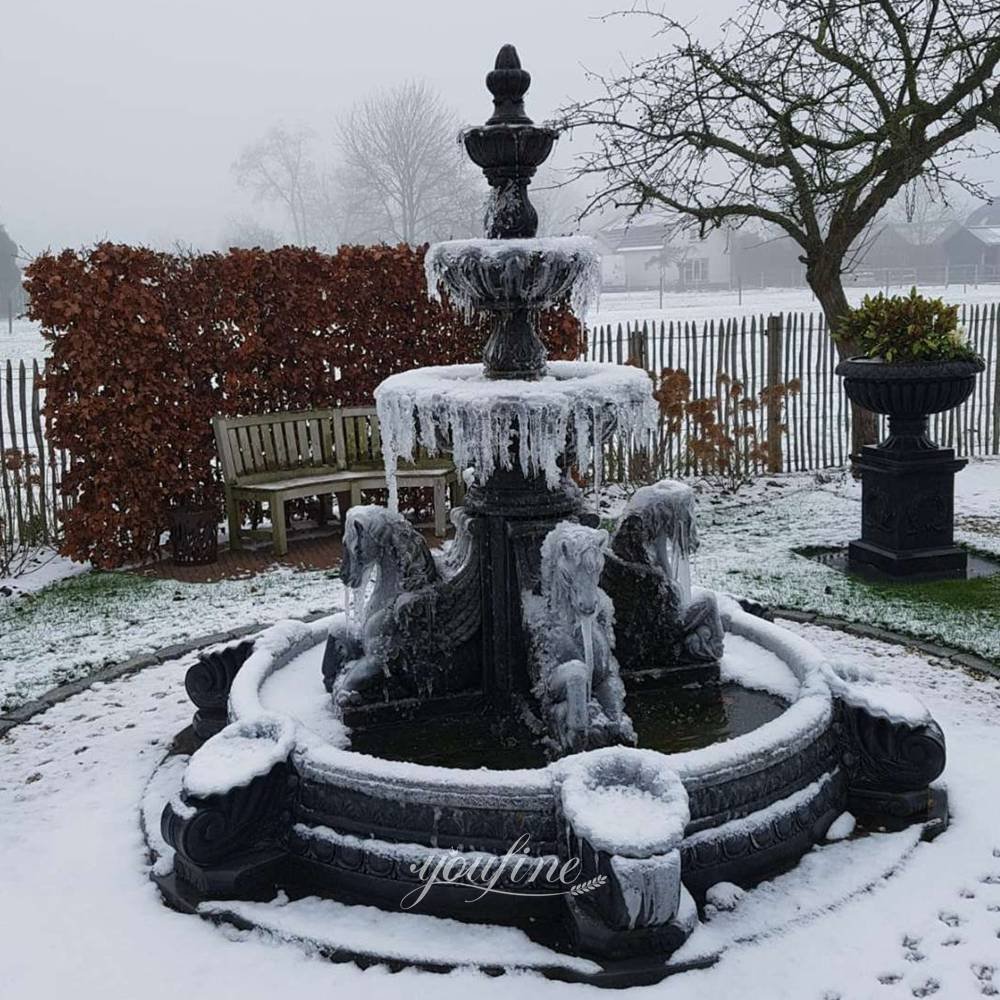 Netherlands private courtyard black marble horse fountain feedback