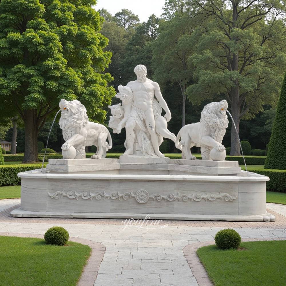 outdoor large marble hercules fountain with lion for sale outdoor large marble hercules fountain with lion